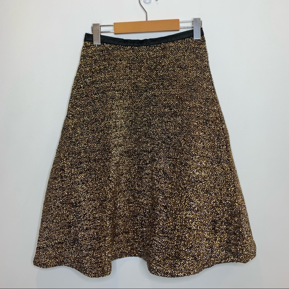 Hommage Metallic Tinsel A-Line Gold Silver Skirt - Picture 6 of 7